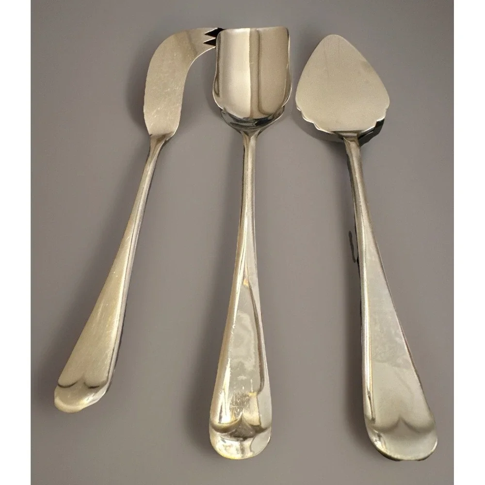 Gentry Silver Sheffield England ENGLISH TIP Stainless Cheese Serving Set